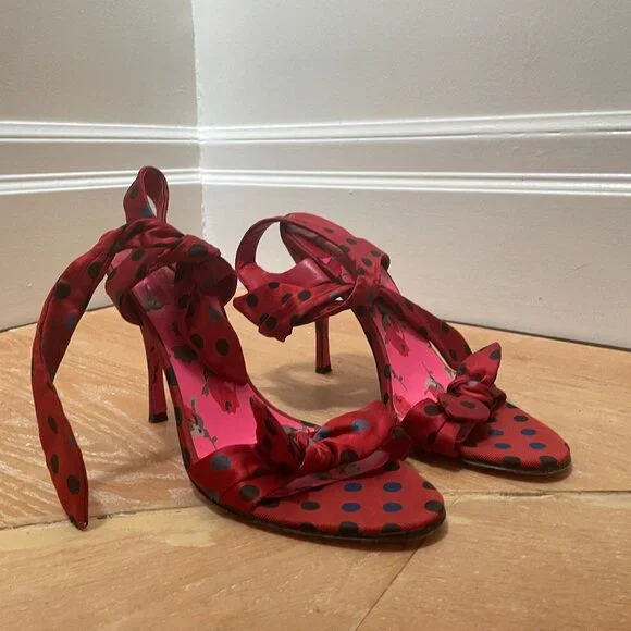 BETSEY JOHNSON LANICA POLKA DOT SANDALS - Picture 1 of 5